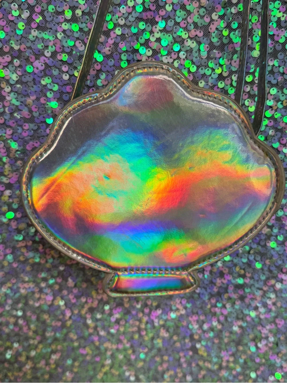 Kids Holographic Mermaid Sequin Shell Crossbody Bag